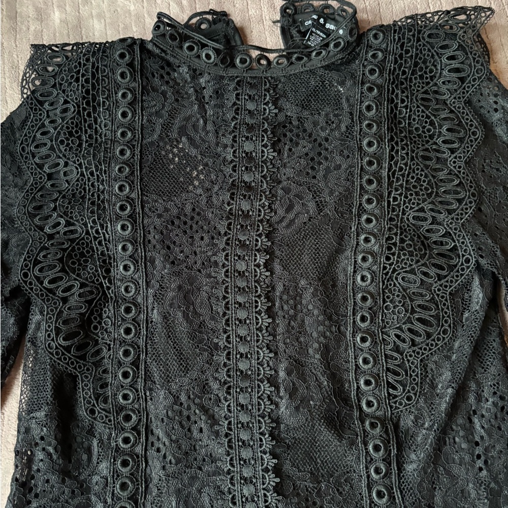 Cable & Gauge Black Lace Blouse